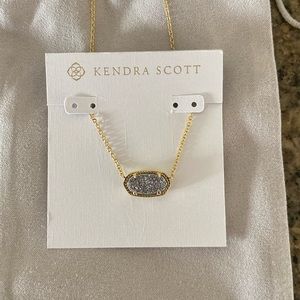 Women’s Kendra Scott “Elisa” necklace. 15-17 inch, platinum drusy color. NWT.